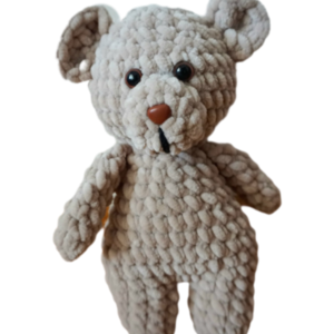 Πλεκτο βελουτε αρκουδακι/ stuffed crochet bear - λούτρινα