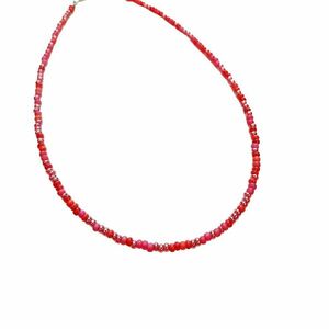 Κόκκινο Κολιέ με γυάλινες Χάντρες 3mm - γυαλί, τσόκερ, κοντά, φθηνά