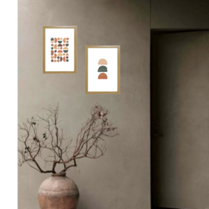 ΣΕΤ 2 κάδρα abstract art boho με ξύλινη κορνίζα σε φυσικό χρώμα (32 χ 22 εκ. ) - πίνακες & κάδρα, διακόσμηση σαλονιού - 4