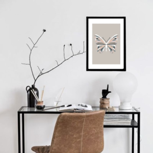 Κάδρο abstract art " πεταλούδα " με ξύλινη κορνίζα σε φυσικό ή μαύρο χρώμα (32 χ 22 εκ. ) - πίνακες & κάδρα, διακόσμηση σαλονιού - 3