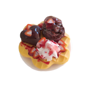 Δαχτυλίδι βάφλα μεγάλη με παγωτό σοκολάτας, σαντιγί και σοκολάτα καρδιά με πολυμερικό πηλό / μεγάλο / μεταλλική βάση / αυξομειούμενο / Twice Treasured - πηλός, cute, γλυκά, αυξομειούμενα, kawaii