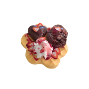 Δαχτυλίδι βάφλα μεγάλη με παγωτό σοκολάτας, σαντιγί και σοκολάτα καρδιά με πολυμερικό πηλό / μεγάλο / μεταλλική βάση / αυξομειούμενο / Twice Treasured - πηλός, cute, γλυκά, αυξομειούμενα, kawaii - 5