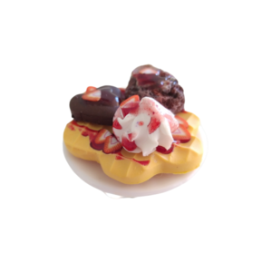 Δαχτυλίδι βάφλα μεγάλη με παγωτό σοκολάτας, σαντιγί και σοκολάτα καρδιά με πολυμερικό πηλό / μεγάλο / μεταλλική βάση / αυξομειούμενο / Twice Treasured - πηλός, cute, γλυκά, αυξομειούμενα, kawaii - 2