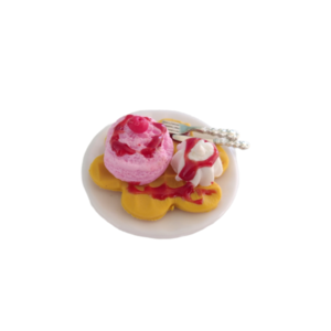Δαχτυλίδι βάφλα μεσαία με παγωτό φράουλα, σαντιγί και σιρόπι με πολυμερικό πηλό / μεγάλο / μεταλλική βάση / αυξομειούμενο / Twice Treasured - πηλός, cute, γλυκά, αυξομειούμενα, kawaii