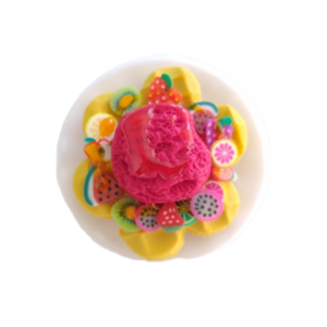 Δαχτυλίδι βάφλα μεσαία με παγωτό καρπούζι και φρούτα με πολυμερικό πηλό / μεγάλο / μεταλλική βάση / αυξομειούμενο / Twice Treasured - πηλός, cute, γλυκά, αυξομειούμενα, kawaii - 2