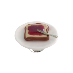 Δαχτυλίδι φέτα ψωμί με μαρμελάδα φράουλα με πολυμερικό πηλό / μεσαίο / μεταλλική βάση / αυξομειούμενο / Twice Treasured - πηλός, cute, γλυκά, αυξομειούμενα, kawaii - 2