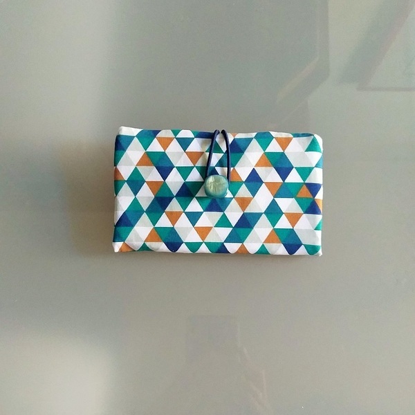 Καπνοθήκη πολύχρωμα τρίγωνα - ύφασμα, χειροποίητα, καπνοθήκες, πρωτότυπα δώρα - 2