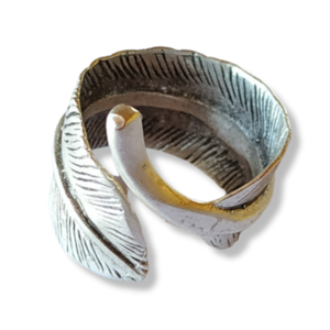 Δαχτυλίδι ρυθμιζόμενο από αλπακά σε φαρδύ σχέδιο φύλου - αλπακάς, φύλλο, boho, μεγάλα, αυξομειούμενα