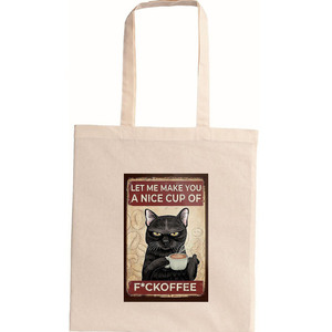 tote bag οικολογική-BLACK CAT 3- - ύφασμα, μεγάλες, all day, tote, φθηνές