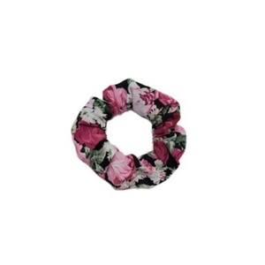 Λαστιχάκι μαλλιών/ scrunchies μπουκέτο λουλούδια μαύρο - ύφασμα, γυναικεία, κορίτσι, λουλούδια, λαστιχάκια μαλλιών