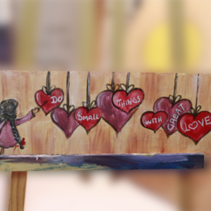 ΔΙΑΚΟΣΜΗΤΙΚΗ ΞΥΛΙΝH ΠΙΝΑΚΙΔΑ "GREAT LOVE" 28*9 - κορίτσι, πίνακες ζωγραφικής, παιδικοί πίνακες - 3