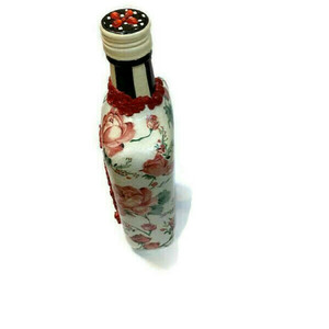 Μπουκάλι γυάλινo χειροποιητο για ποτά ή διακόσμηση ..υψος=24 σμ....με μικτές τεχνικές - γυαλί, πηλός, χειροποίητα, πρωτότυπα δώρα, διακοσμητικά μπουκάλια - 3