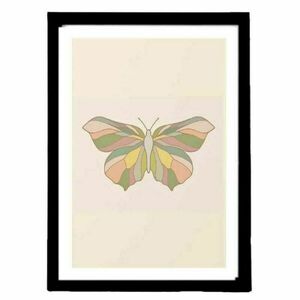Κάδρο abstract art print " geometric butterfly " με ξύλινη κορνίζα σε φυσικό ή μαύρο χρώμα (32 χ 22 εκ. ) - πίνακες & κάδρα, διακόσμηση σαλονιού - 2