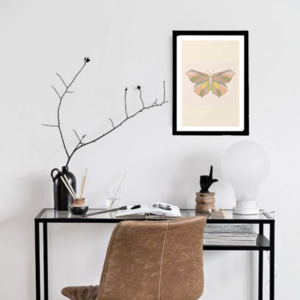 Κάδρο abstract art print " geometric butterfly " με ξύλινη κορνίζα σε φυσικό ή μαύρο χρώμα (32 χ 22 εκ. ) - πίνακες & κάδρα, διακόσμηση σαλονιού - 4