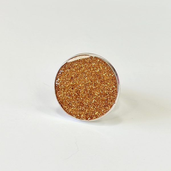 Δαχτυλίδι στρογγυλό με ροζ χρυσό γκλίτερ - ορείχαλκος, γεωμετρικά σχέδια, μεγάλα, αυξομειούμενα - 2