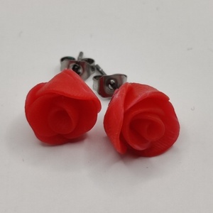 Σκουλαρίκια roses - πηλός, λουλούδι, καρφωτά, μικρά, φθηνά - 2