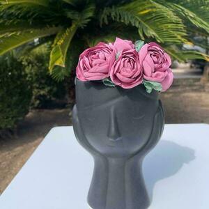 Κορώνα λουλούδι στεφάνι κεφαλόδεσμος - ύφασμα, νήμα, μέταλλο, headbands - 4
