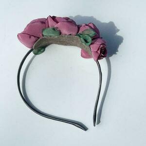 Κορώνα λουλούδι στεφάνι κεφαλόδεσμος - ύφασμα, νήμα, μέταλλο, headbands - 5