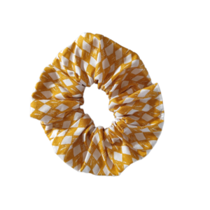 Χειροποιητο υφασμάτινο λαστιχάκι μαλλιών scrunchie κοκαλάκι βαμβακερο σε μουσταρδι χρωμα medium size 1τμχ - ύφασμα, ιδεά για δώρο, λαστιχάκια μαλλιών