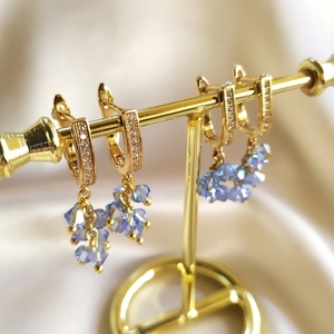 Cinderella Swarovski earrings-ice blue| Σκουλαρίκια με ice-blue κρύσταλλα Swarovski - επιχρυσωμένα, swarovski, κρίκοι, μικρά, ατσάλι - 3