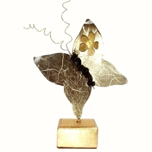 διακοσμητική πεταλούδα από μέταλλο ασημί χρυσό 24χ14χ4 - ρητίνη, μέταλλο, πορσελάνη, μινιατούρες φιγούρες