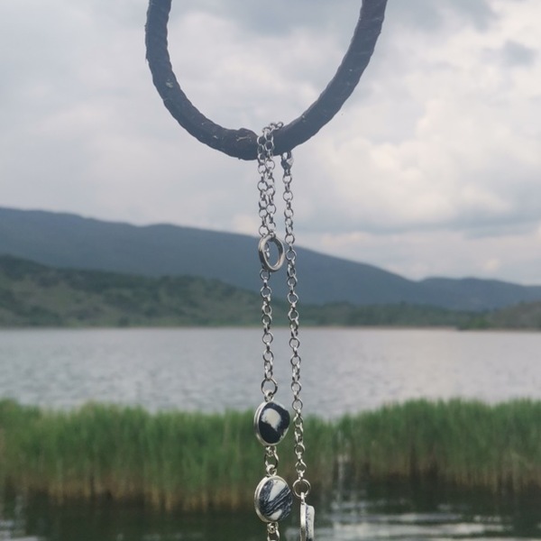 "small world" handmade choker pendant in various shades (40 cm total length)_ - χαλκός, πηλός, μακριά, μενταγιόν - 2