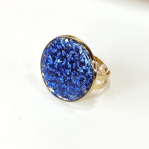 Δαχτυλίδι επίχρυσο με μπλε τσιπς - μοντέρνο, ορείχαλκος, μεγάλα, αυξομειούμενα, φθηνά - 4