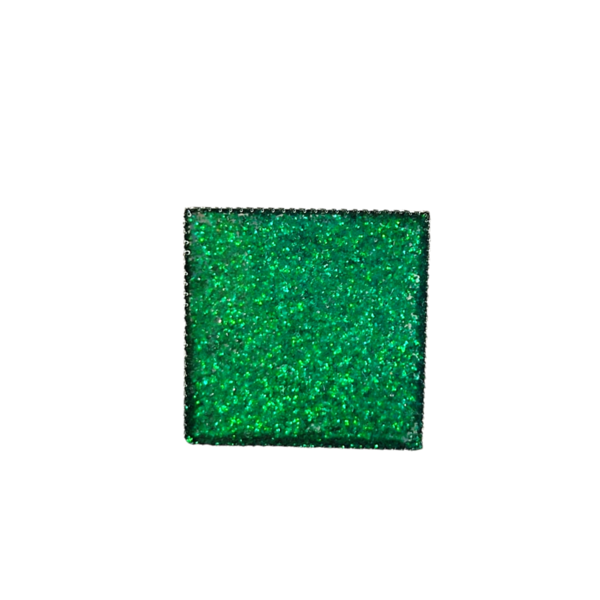 Δαχτυλίδι τετράγωνο με πράσινο γκλίτερ - μοντέρνο, ορείχαλκος, γεωμετρικά σχέδια, μεγάλα, αυξομειούμενα