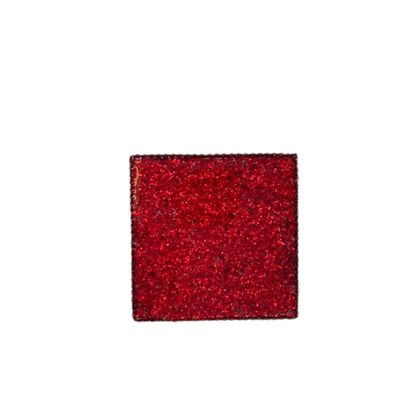 Δαχτυλίδι τετράγωνο με κόκκινο γκλίτερ - μοντέρνο, ορείχαλκος, γεωμετρικά σχέδια, μεγάλα, αυξομειούμενα