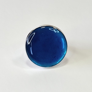 Δαχτυλίδι μπλε με υγρό γυαλί - μοντέρνο, ορείχαλκος, γεωμετρικά σχέδια, μεγάλα, αυξομειούμενα - 5
