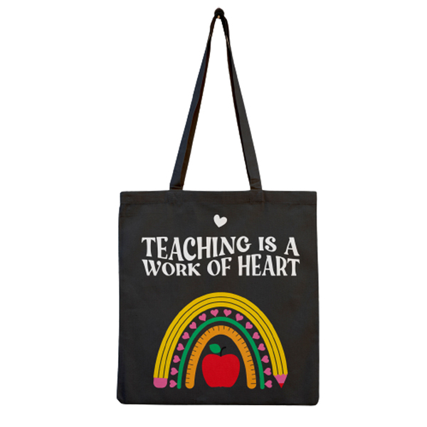 Πάνινη τσάντα, δώρο για δασκαλα, πάνινη μαύρη τσάντα 40x38εκ με όνομα, δώρο νηπιαγωγού - ύφασμα, δώρο, tote