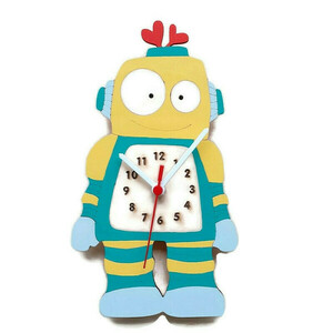 Ξύλινο ρολόι τοίχου Ρομπότ 30εκ - αγόρι, ρολόι, δώρο, ρολόγια, διακοσμητικό παιδικού δωματίου