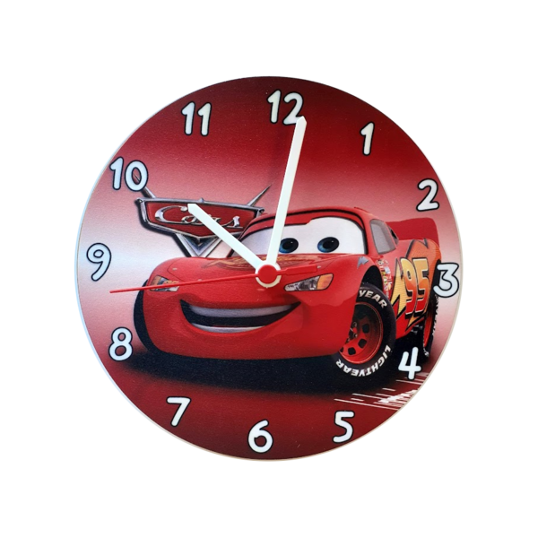 Ξύλινο ρολόι τοίχου 20εκ "Μακουίν" - αγόρι, ρολόι, δώρο, ρολόγια, ήρωες κινουμένων σχεδίων, διακοσμητικό παιδικού δωματίου