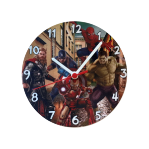Ξύλινο ρολόι τοίχου 20εκ "Marvel" - αγόρι, ρολόι, δώρο, ρολόγια, ήρωες κινουμένων σχεδίων, διακοσμητικό παιδικού δωματίου