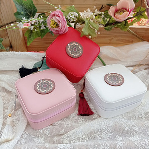 Κουτί κοσμημάτων Μπιζουτιέρα μικρή ροζ - δέρμα, δερματίνη, δώρα για γυναίκες - 2