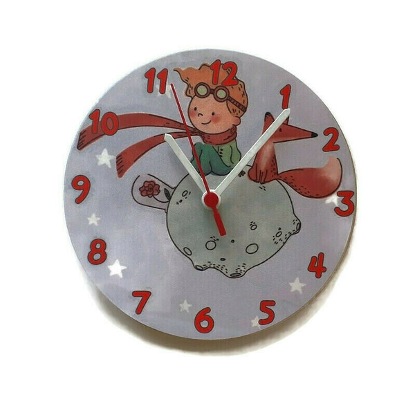 Ξύλινο ρολόι τοίχου 20εκ "Μικρός πρίγκιπας" - αγόρι, ρολόι, δώρο, μικρός πρίγκιπας, ρολόγια, διακοσμητικό παιδικού δωματίου
