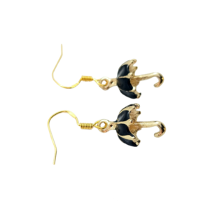 Σκουλαρίκια κρεμαστά με μεταλλική μαύρη ομπρελίτσα - επιχρυσωμένα, μικρά, μπρούντζος, κρεμαστά, γάντζος - 2