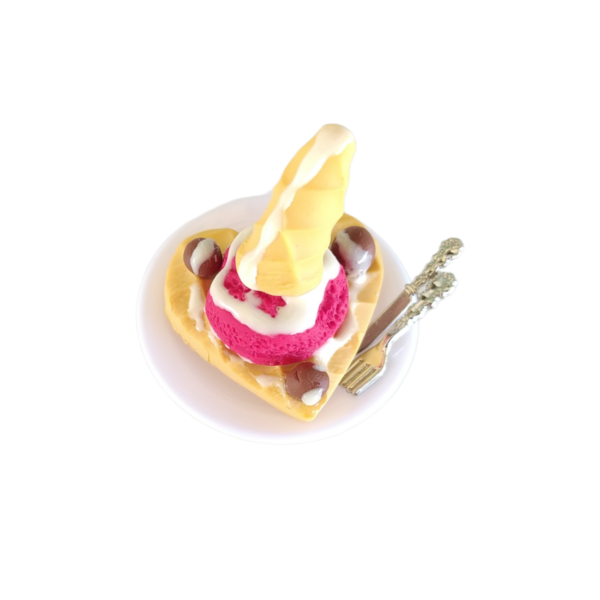 Δαχτυλίδι βάφλα καρδιά με παγωτό καρπούζι με πολυμερικό πηλό / μεγάλο / μεταλλική βάση / αυξομειούμενο / Twice Treasured-Αντίγραφο - πηλός, cute, γλυκά, αυξομειούμενα, kawaii - 2