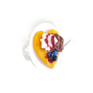 Δαχτυλίδι βάφλα καρδιά με σαντιγί, σοκολάτα και blueberries με πολυμερικό πηλό / μεγάλο / μεταλλική βάση / αυξομειούμενο / Twice Treasured - πηλός, cute, γλυκά, αυξομειούμενα, kawaii - 4