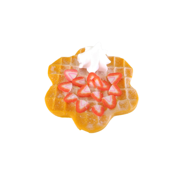 Δαχτυλίδι βάφλα με σαντιγί, φράουλες και ζάχαρη άχνη με πολυμερικό πηλό / μεγάλο / μεταλλική βάση / αυξομειούμενο / Twice Treasured - πηλός, cute, γλυκά, αυξομειούμενα, kawaii - 5