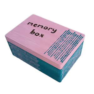 Ξύλινο χειροποίητο memory box - Τυρκουάζ/Ροζ - 30*20*13,5εκ. - 3