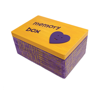 Ξύλινο χειροποίητο memory box - Πορτοκαλί/Μωβ- 30*20*13,5εκ. - 2