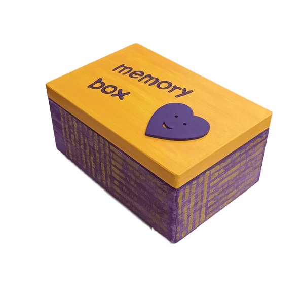 Ξύλινο χειροποίητο memory box - Πορτοκαλί/Μωβ- 30*20*13,5εκ. - 4