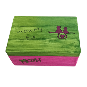 Ξύλινο χειροποίητο memory box - Φούξια/Πράσινο- 30*20*13,5εκ.