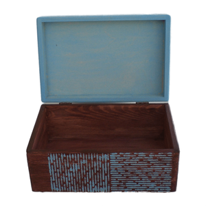 Ξύλινο χειροποίητο "εγώ κι εσύ" memory box - Γαλάζιο/Καφέ- 30*20*13,5εκ. - 5