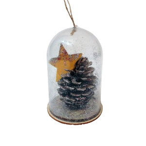 Χριστουγεννιάτικο διακοσμητικό στολίδι με κουκουνάρι - ξύλο, αστέρι, διακοσμητικά, κουκουνάρι