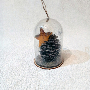 Χριστουγεννιάτικο διακοσμητικό στολίδι με κουκουνάρι - ξύλο, αστέρι, διακοσμητικά, κουκουνάρι - 2