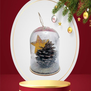 Χριστουγεννιάτικο διακοσμητικό στολίδι με κουκουνάρι - ξύλο, αστέρι, διακοσμητικά, κουκουνάρι - 3