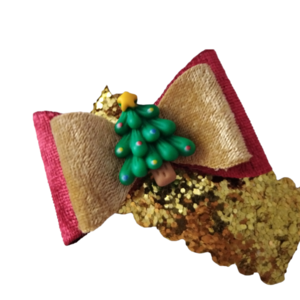 Κλιπ μαλλιών"Christmas tree" - ύφασμα, βελούδο, χριστουγεννιάτικα δώρα, hair clips
