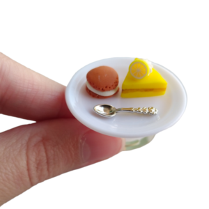 Δαχτυλίδι πάστα λεμόνι με πορτοκαλί macaron με πολυμερικό πηλό / μεσαίο / μεταλλική βάση / αυξομειούμενο / Twice Treasured - πηλός, cute, γλυκά, αυξομειούμενα - 3